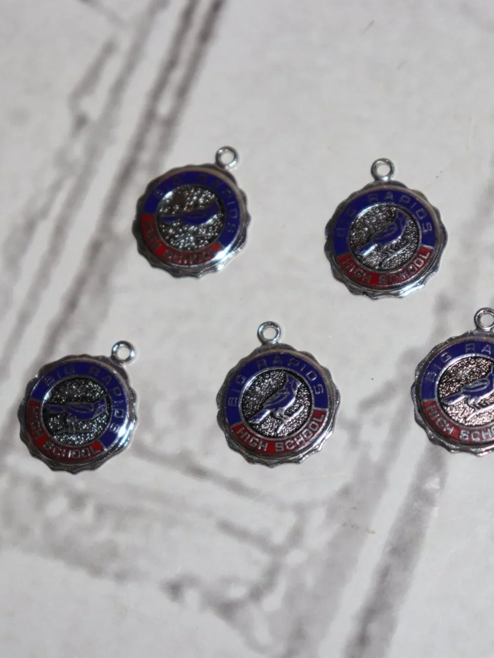 🐦 Vintage Big Rapids High School Charms · Kinney Sterling · Set of 5 · 18g
